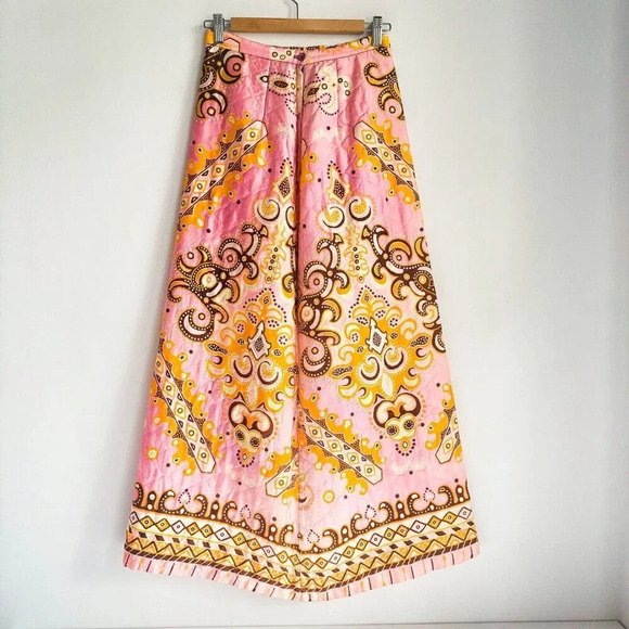 Vintage Prestige Of Boston geometric Print Colourful quileted Maxi skirt S - Picture 7 of 8